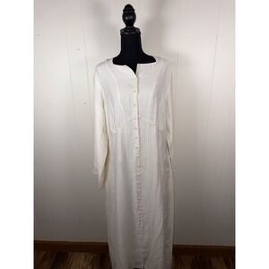 veiled new york dress linen raylon nylon off white xl Pockets Button Front